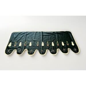 VTG Snowman Christmas Tree Stars Mantle Scarf With Bells Cross Stitch